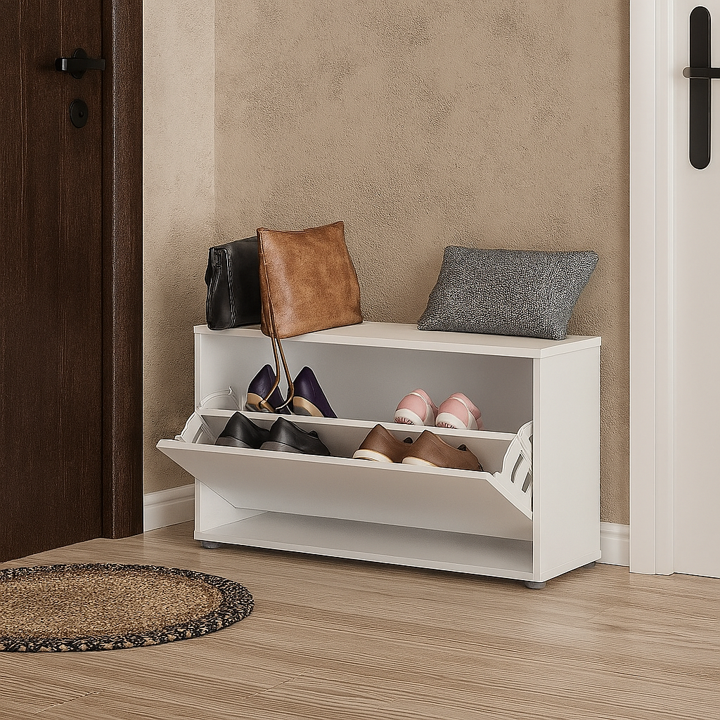 Meuble chaussures Ikea style avec escarpins et mocassins