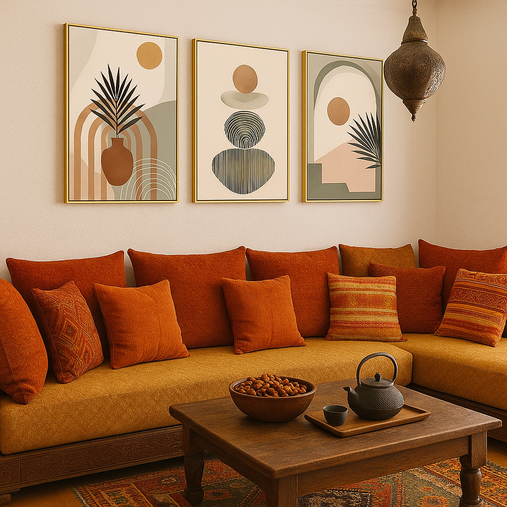 décoration murale abstraite pour salon marocain style beldi luxe