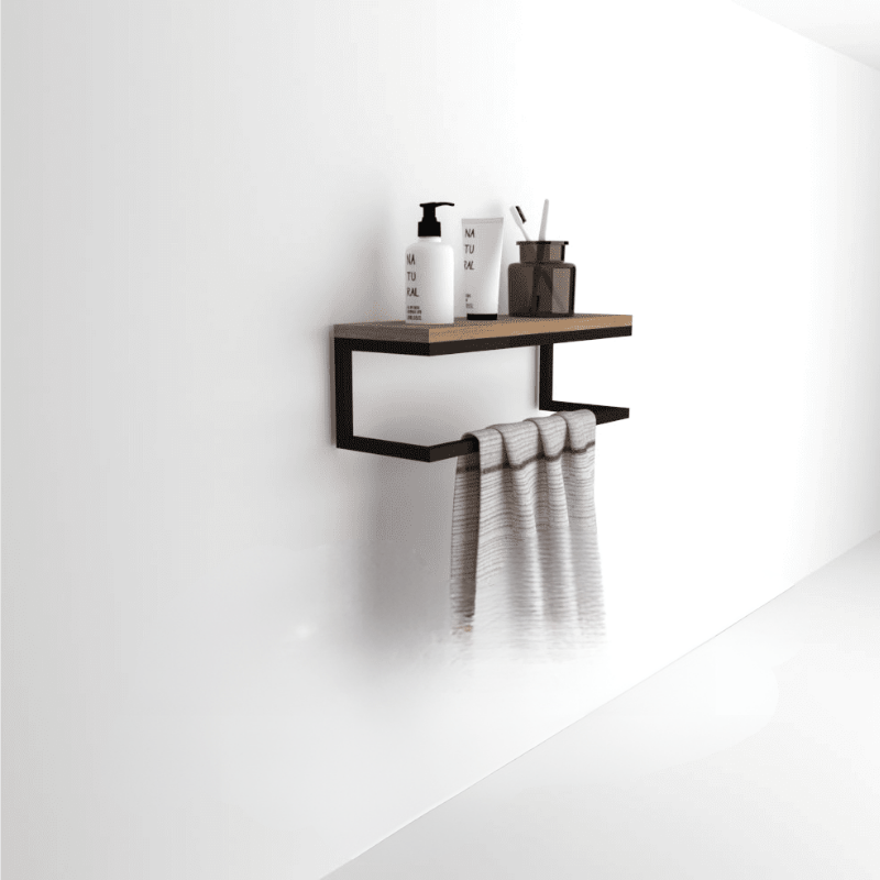 Porte-Serviettes Mural avec Étagère en Bois au Maroc