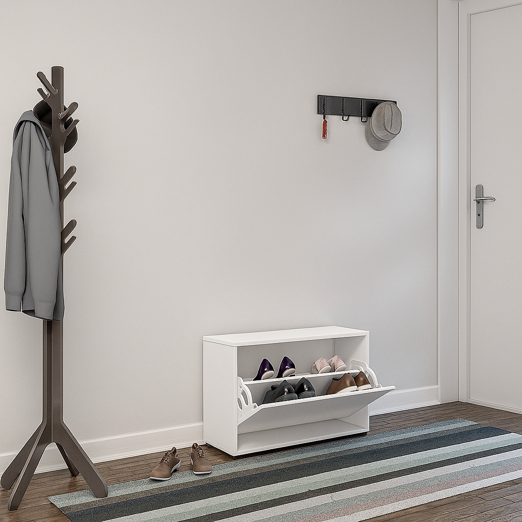 Rangement pour chaussures avec abattants design scandinave