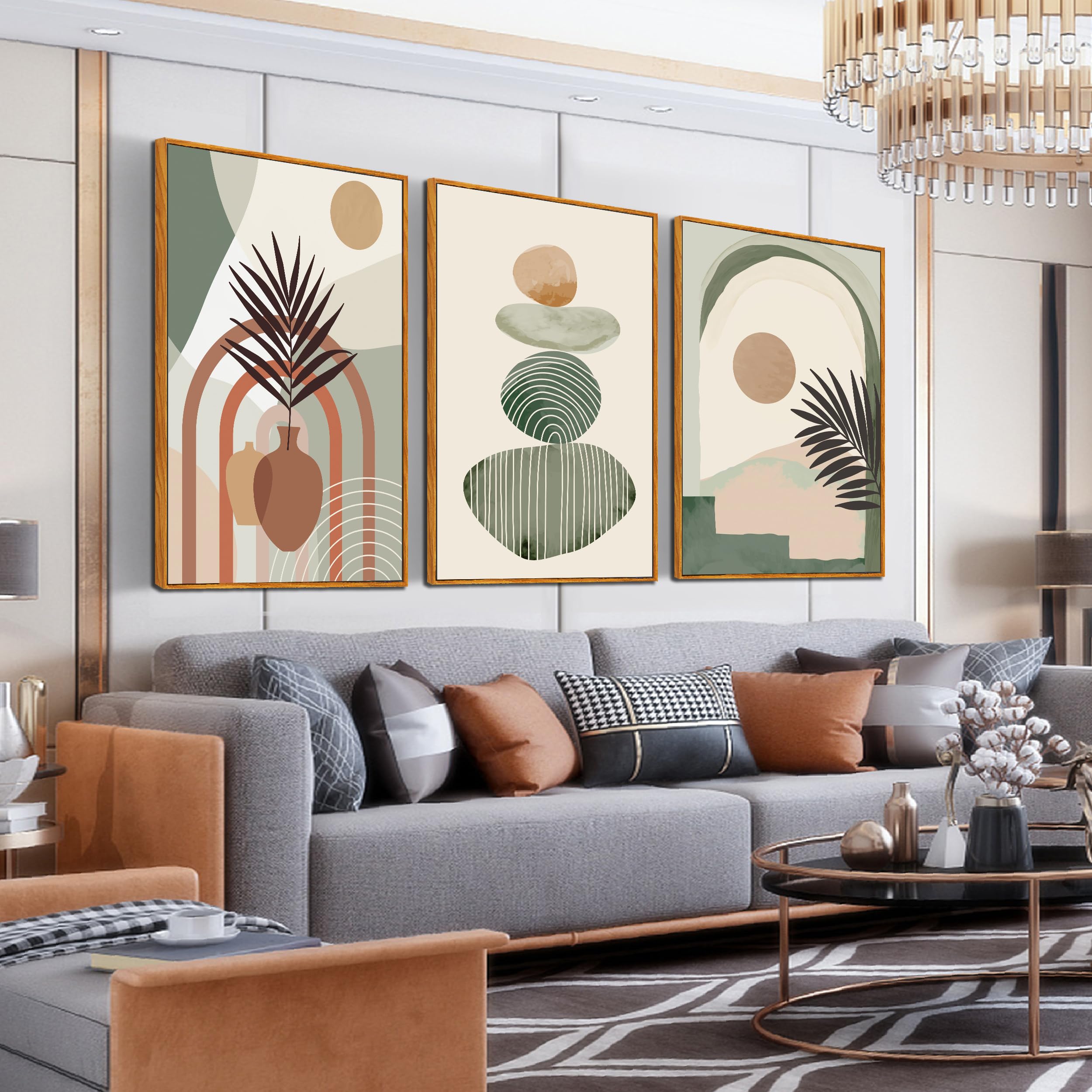 décoration murale avec feuilles de palmier stylisées et arches mauresques