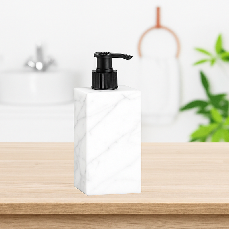 Distributeur de savon liquide en marbre blanc 