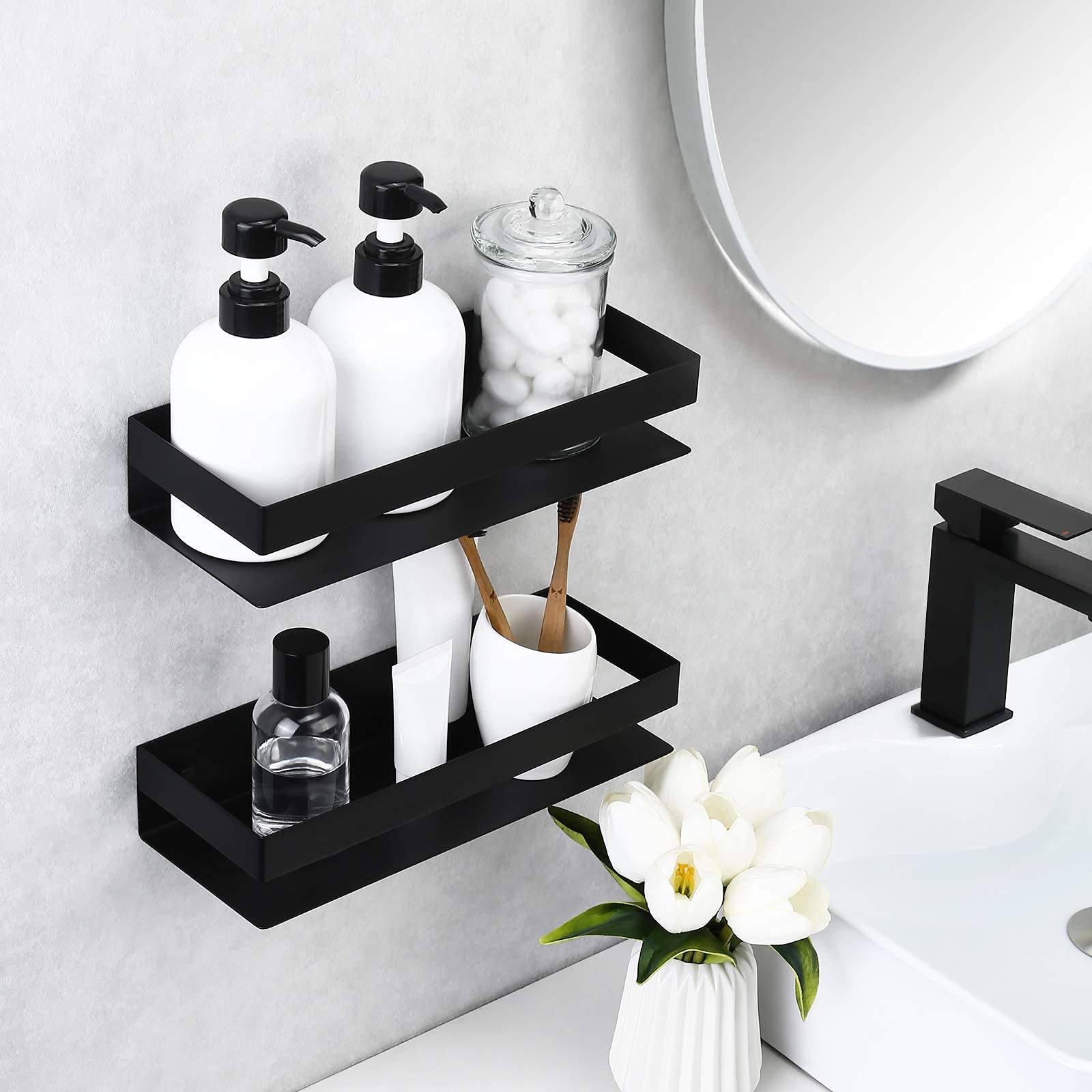 Ensemble de luxe d’accessoires de salle de bain sans perçage - étagères 