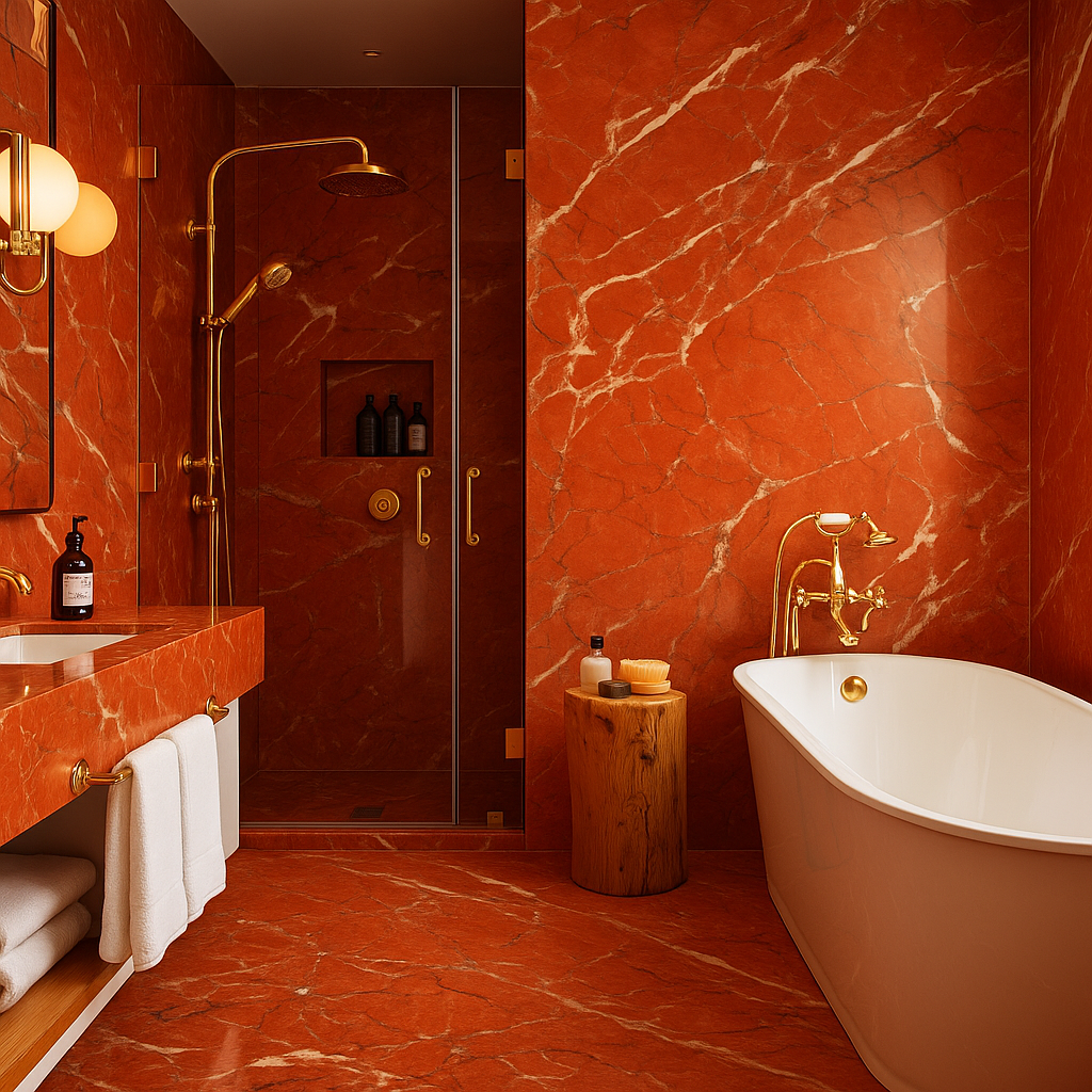 Marbre Rouge Alicante pour salle de bain