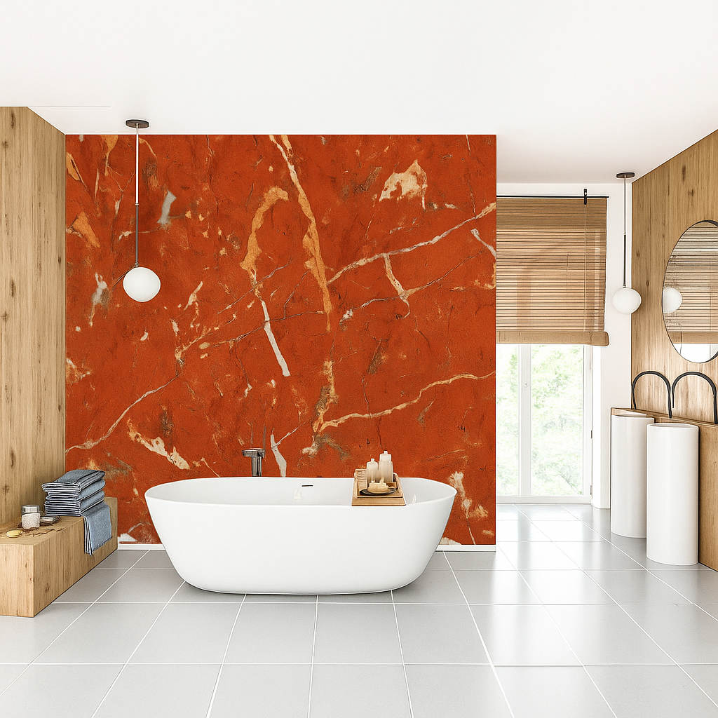 Applications du Marbre Rouge Alicante dans la décoration marocaine