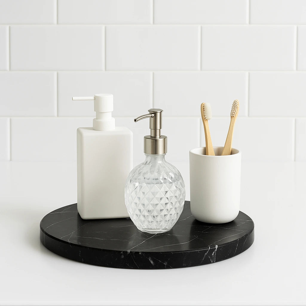 Plateau rond en marbre naturel pour salle de bain 15cm