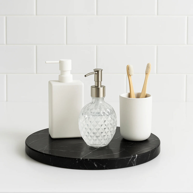 Plateau rond en marbre naturel pour salle de bain 15cm