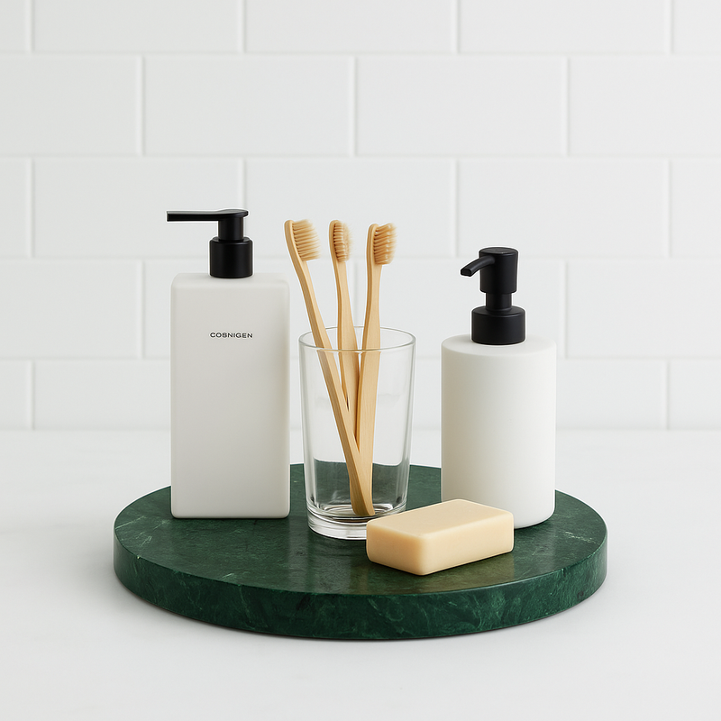 Plateau rond en marbre vert naturel pour salle de bain