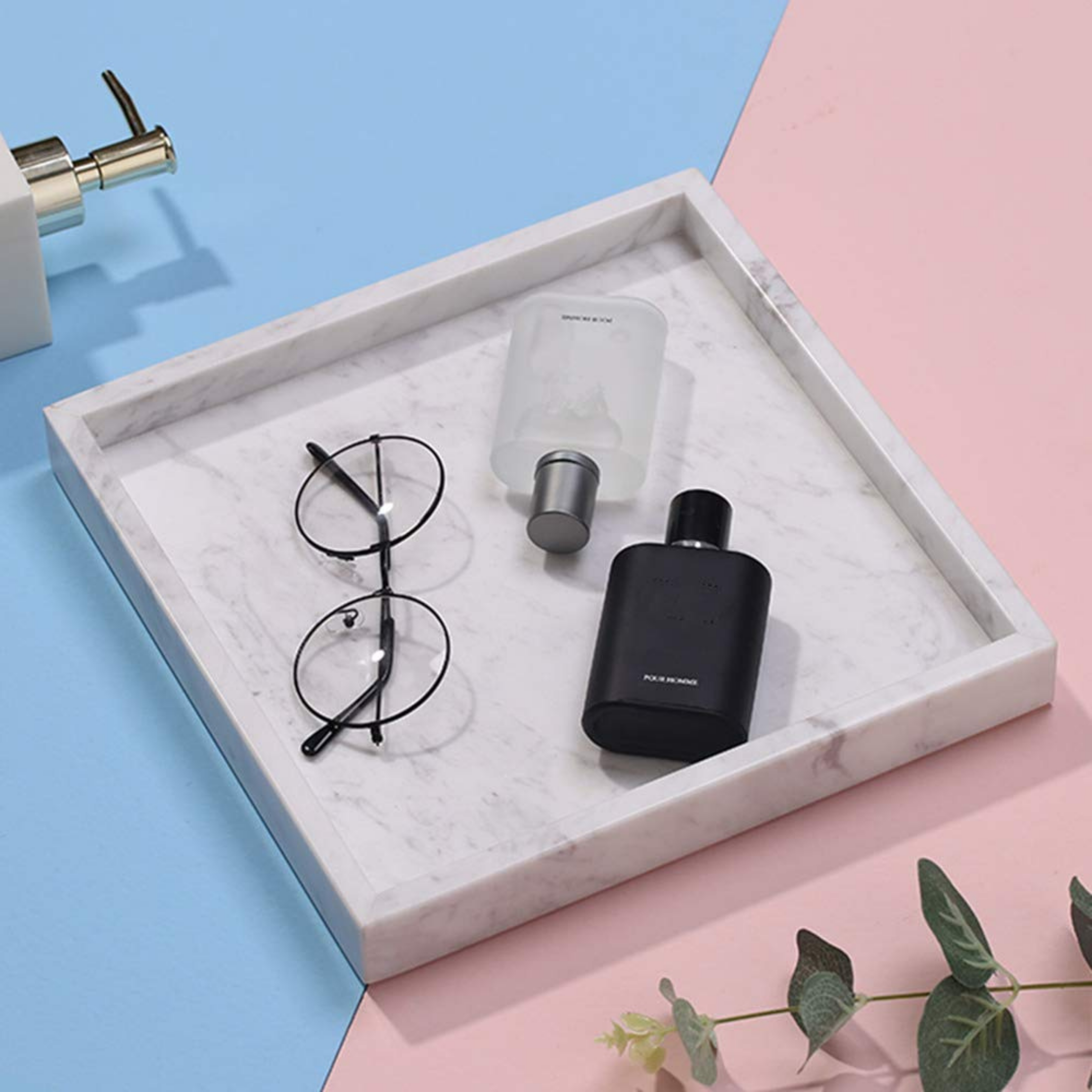 Plateau carré en marbre naturel pour salle de bain