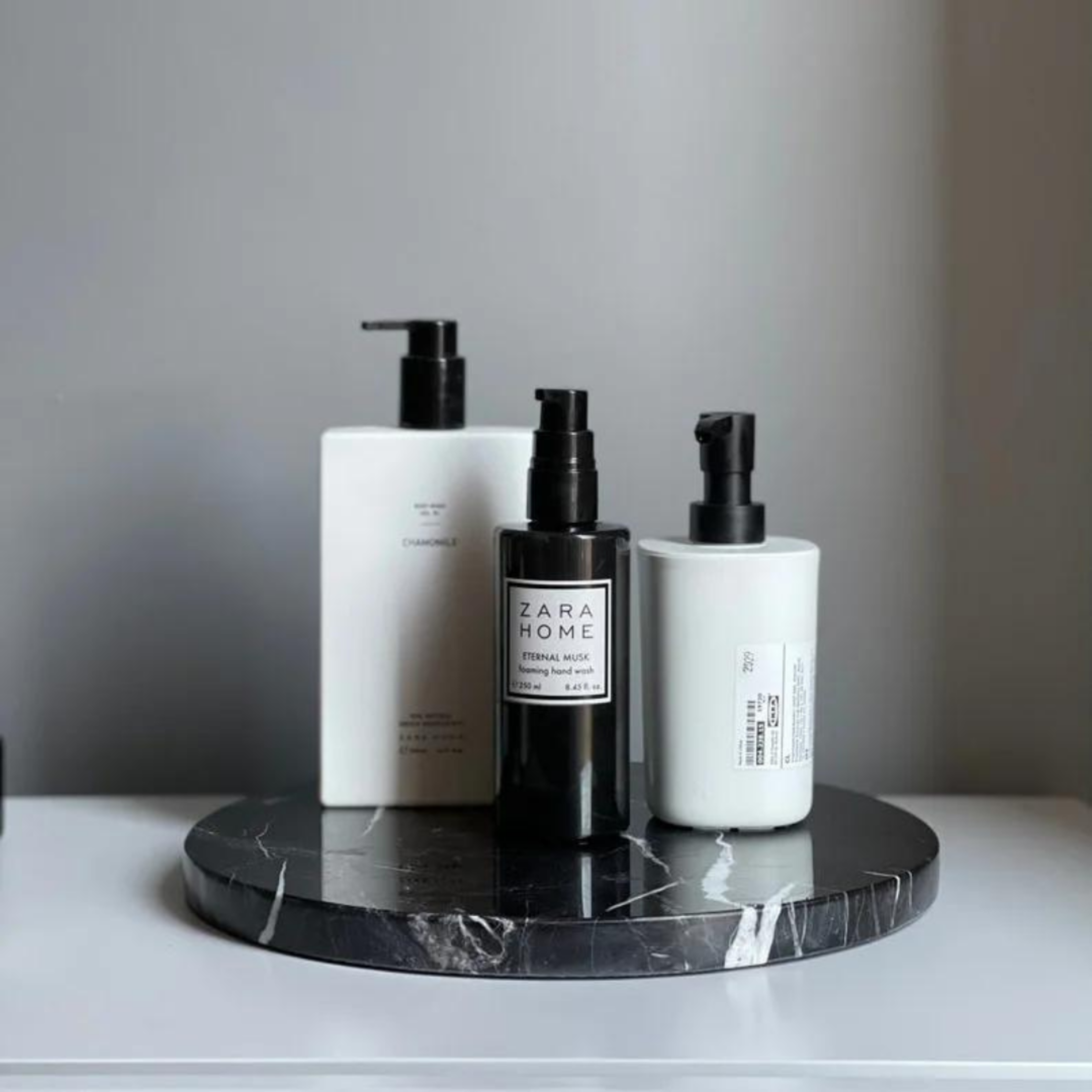 Plateau rond en marbre pour salle de bain 