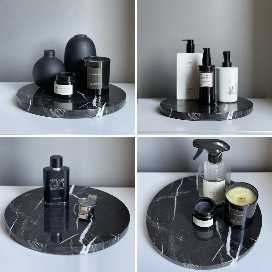 Plateau rond en marbre