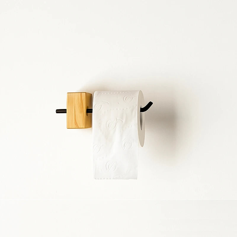 Porte Papier Toilette en Bois et Metal