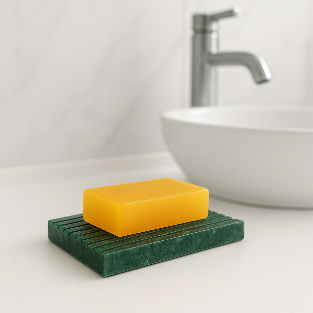 Porte-savon en marbre vert - Accessoire salle de bain luxe