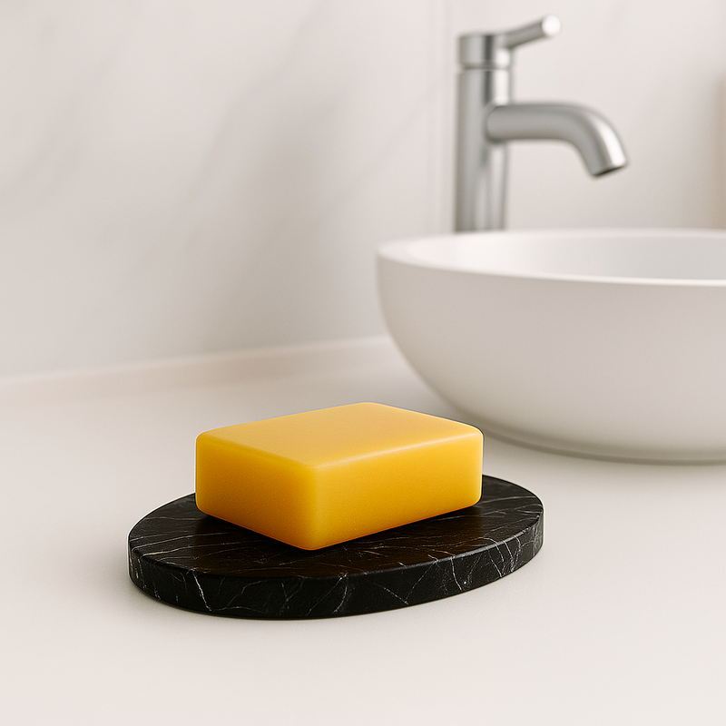 Porte savon en marbre noir ovale pour salle de bain