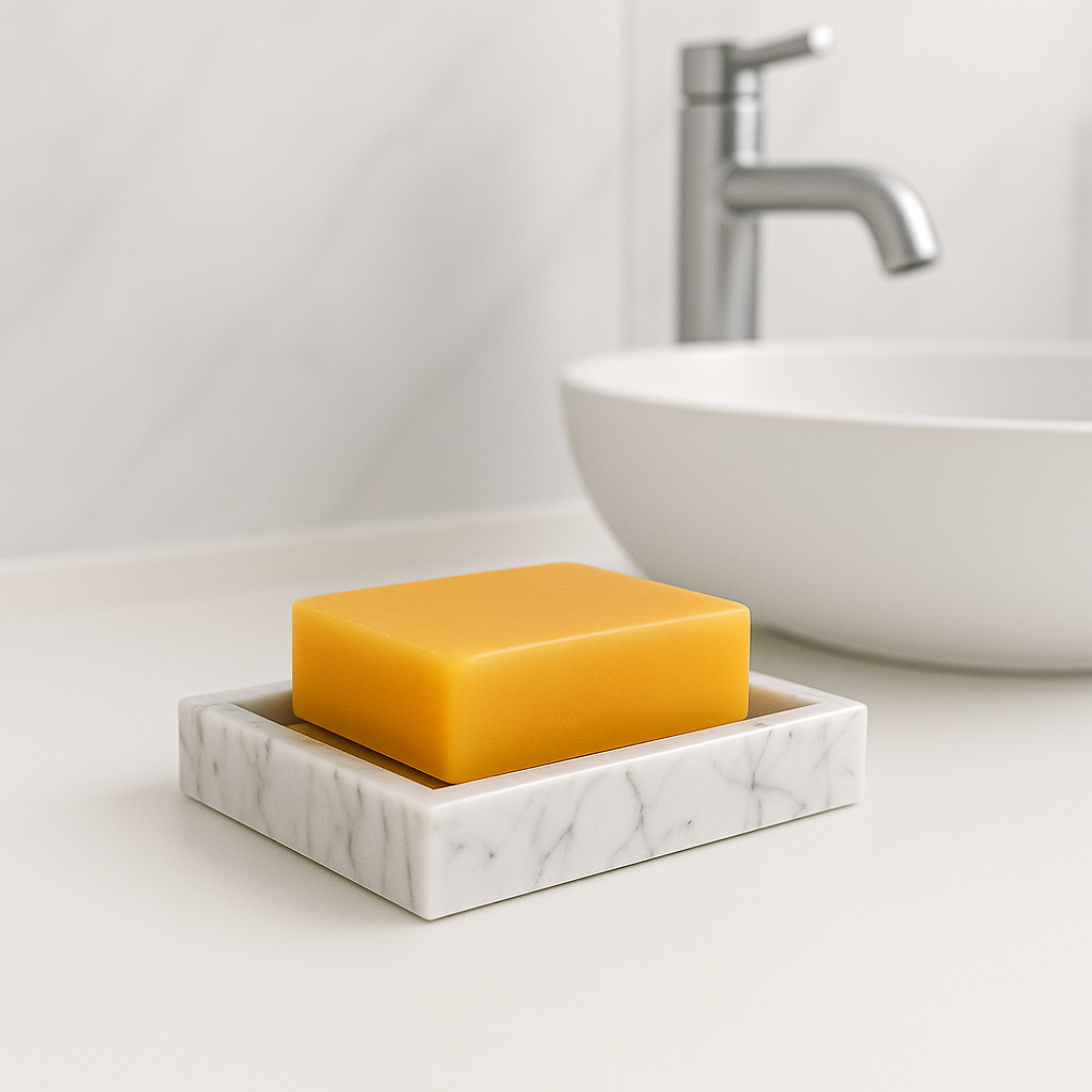Porte savon en marbre blanc rectangulaire pour salle de bain