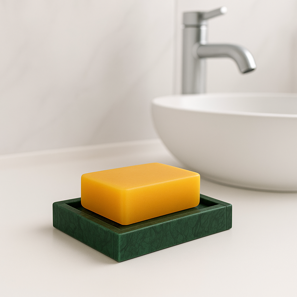 Porte savon en marbre vert rectangulaire pour salle de bain
