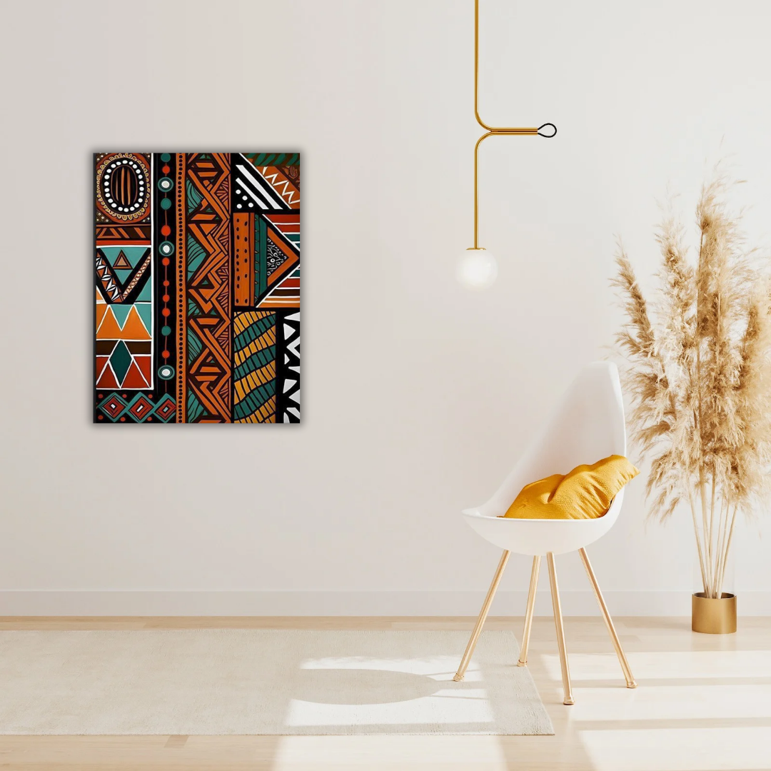 Décoration murale pour salon marocain avec tableau contemporain géométrique et design oriental
