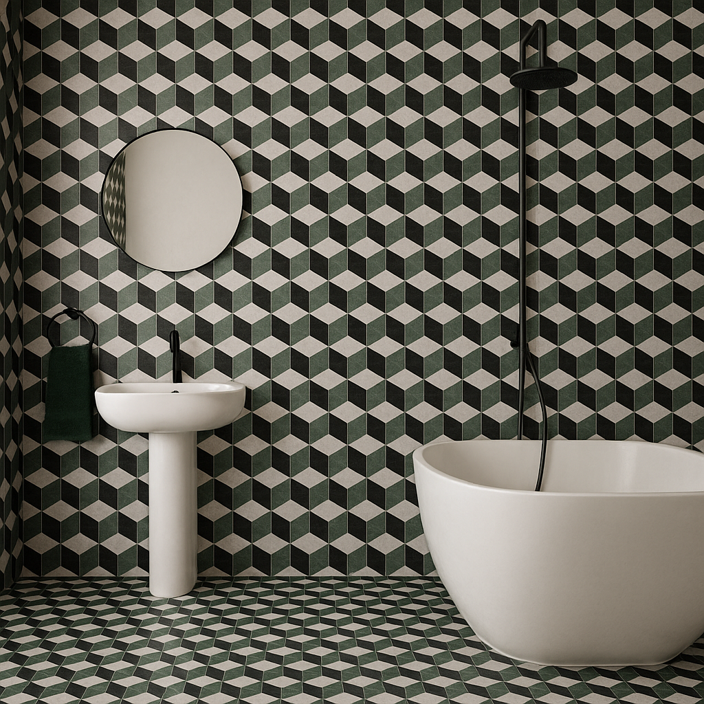 carrelage marbre vert noir et blanc