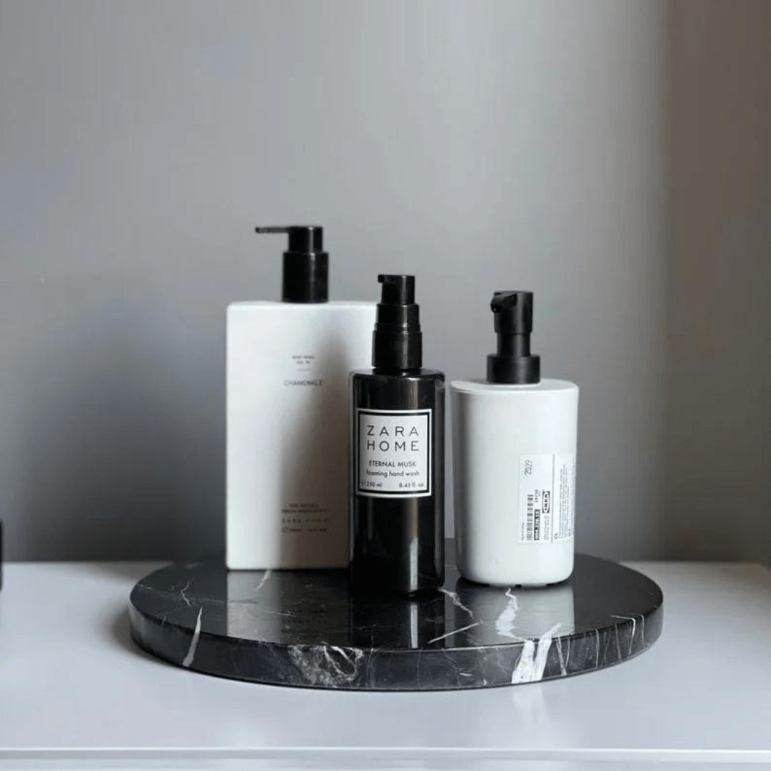 Plateau rond en marbre naturel pour salle de bain