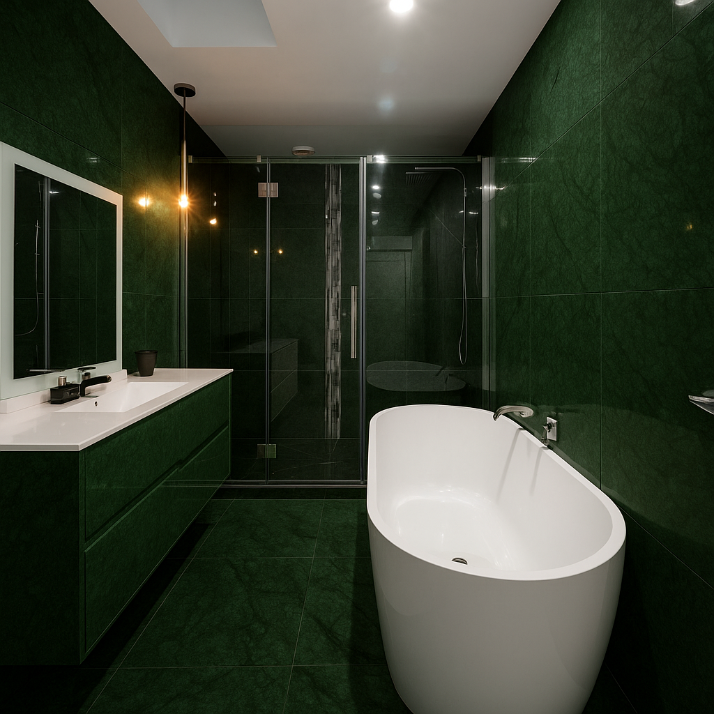 Décoration intérieure luxe en Marbre vert Guatemala Maroc