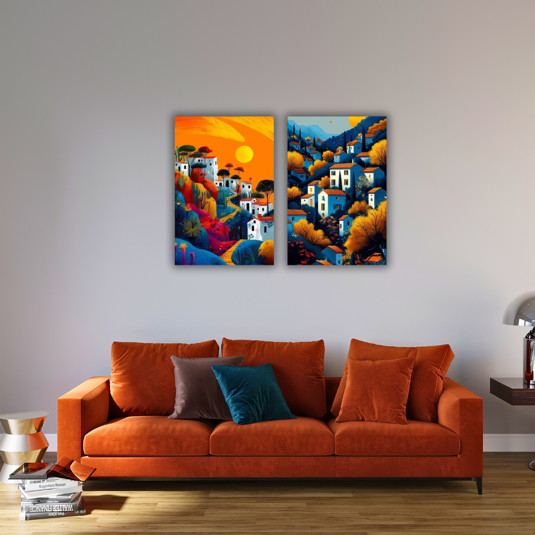 Deux tableaux modernes pour une décoration murale marocaine saisissante
