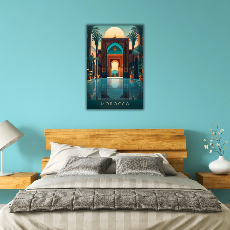 tableau oriental marocain avec motifs zellige et arche
