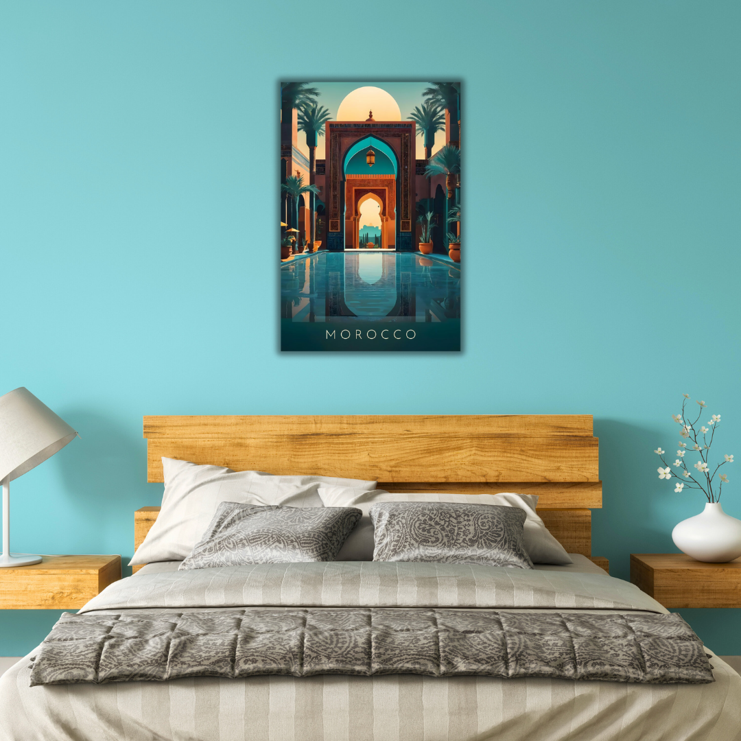 tableau oriental marocain avec motifs zellige et arche

