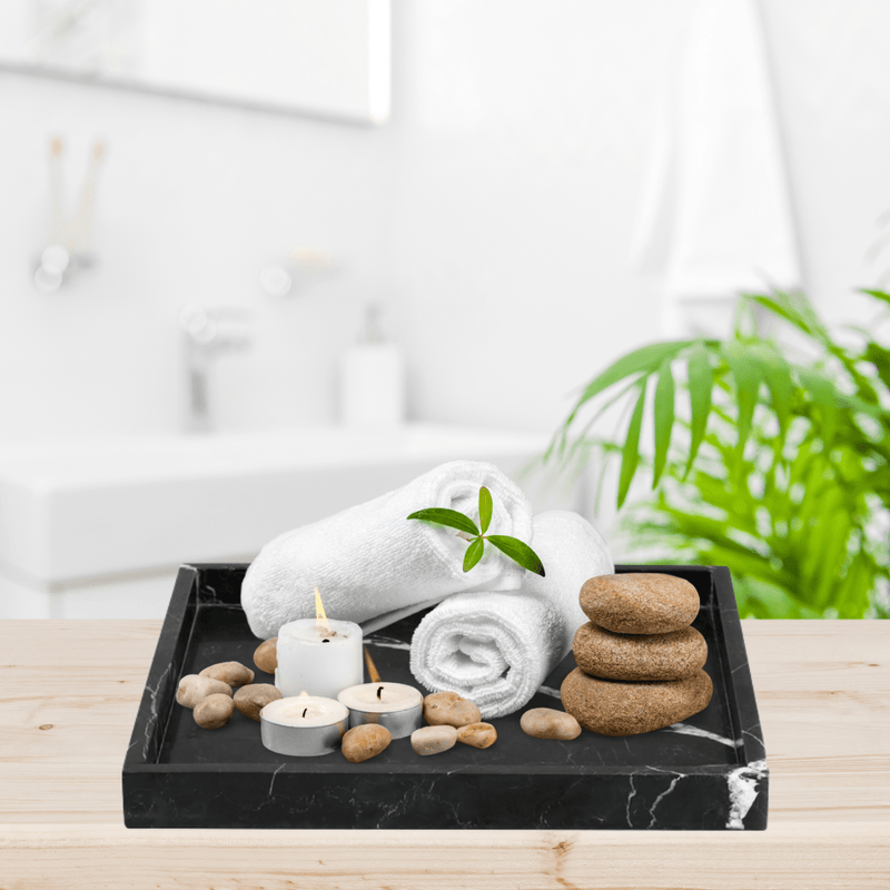 PLateau marbre noir pour salle de bain au maroc