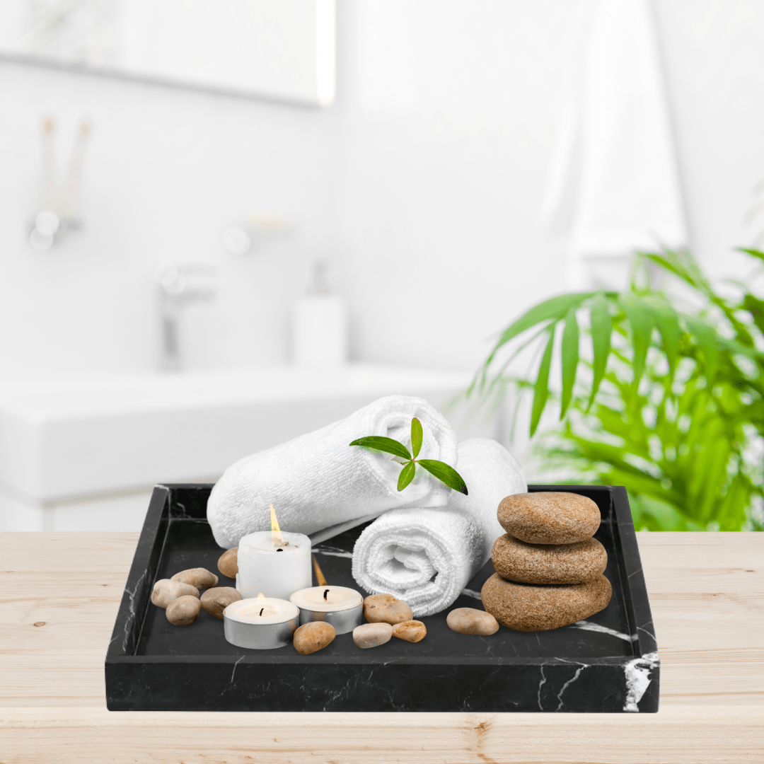 PLateau marbre noir pour salle de bain au maroc