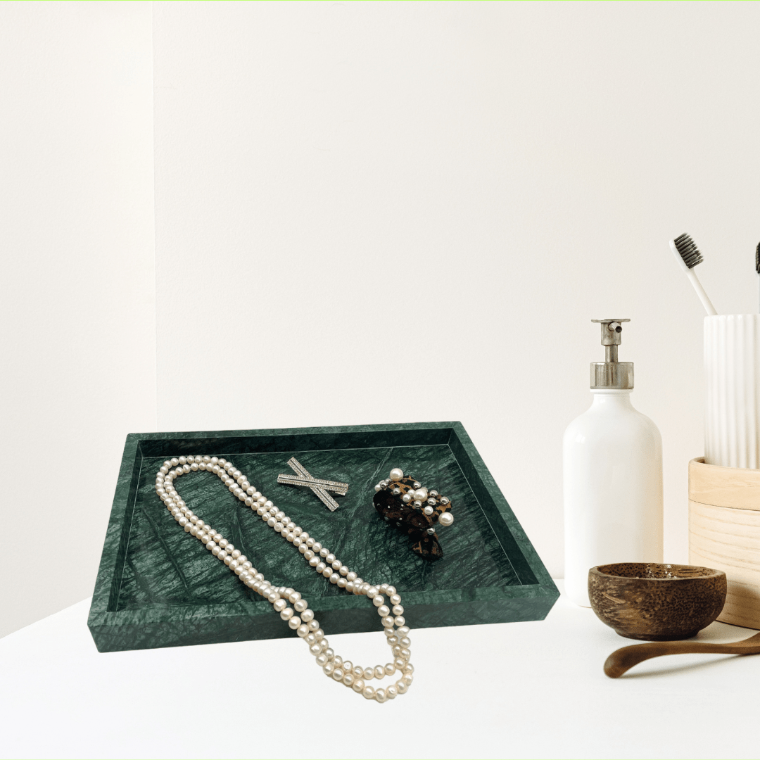 PLateaux marbre vert  pour salle de bain