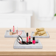 Ensemble 3 Plateaux en marbre blanc pour salle de bain