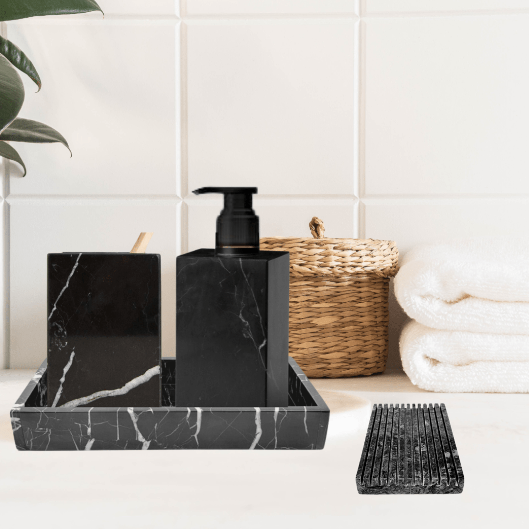 Ensemble accessoires salle de bain en marbre de luxe