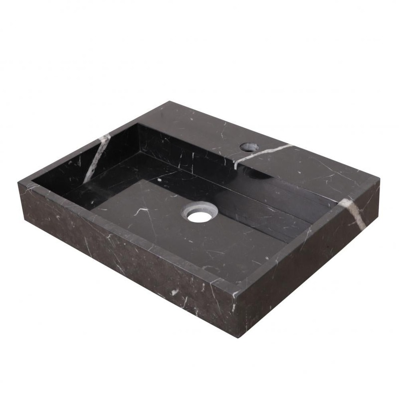 Lavabo en marbre noir pour salle de bain contemporaine
