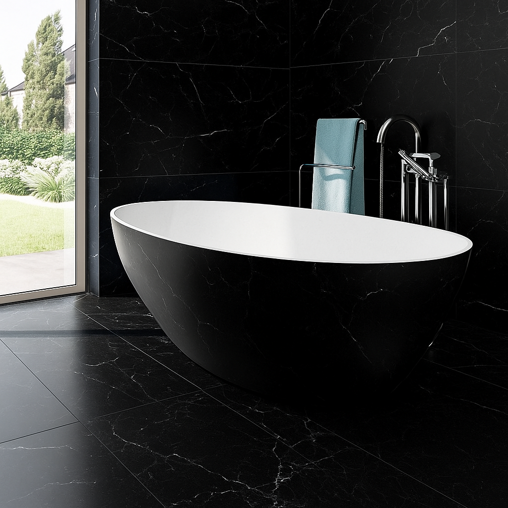 marbre noir Khénifra pour sol design au Maroc