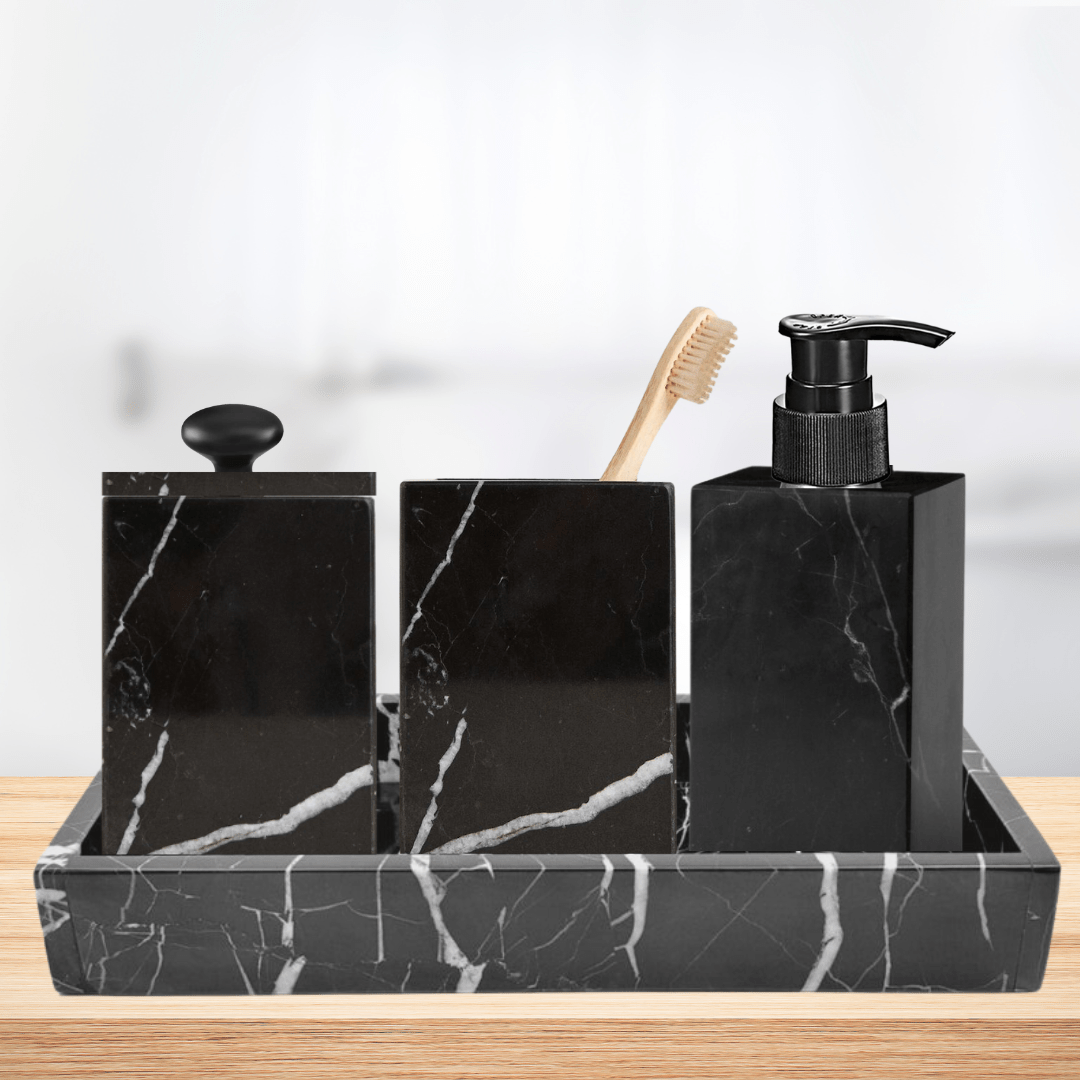 Pack accessoires de salle de bain en marbre