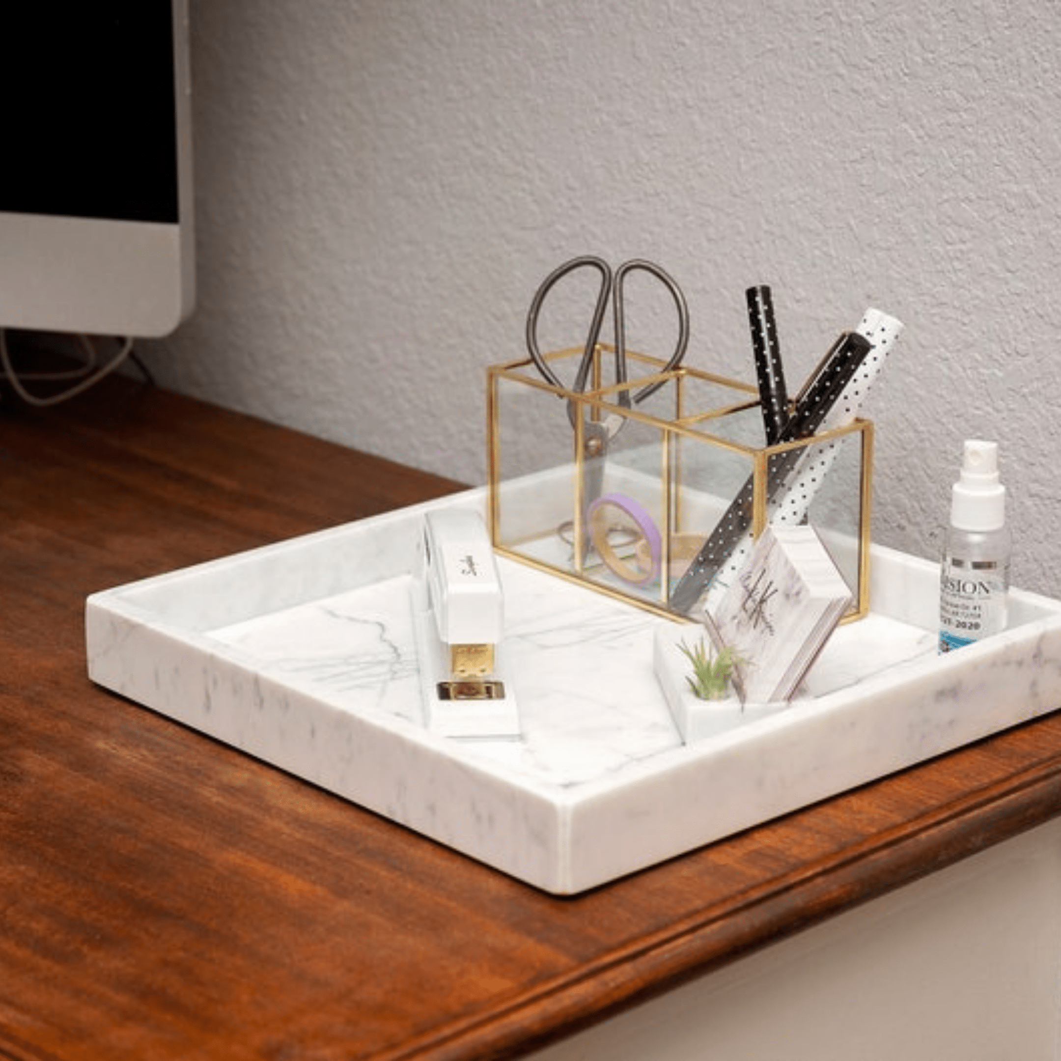 Plateau carré en marbre naturel salle de bain