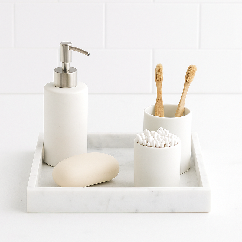 Plateau carré en marbre naturel pour salle de bain