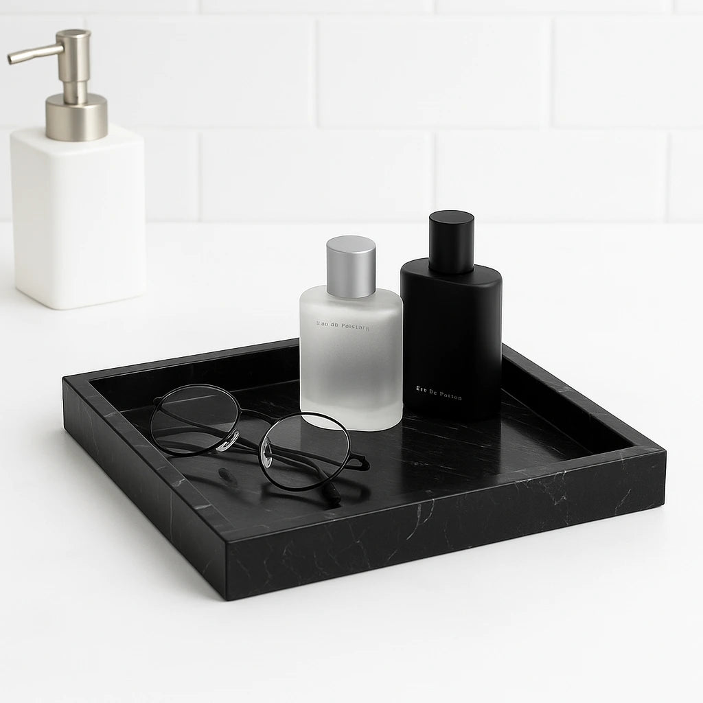 Plateau carré en marbre naturel pour salle de bain