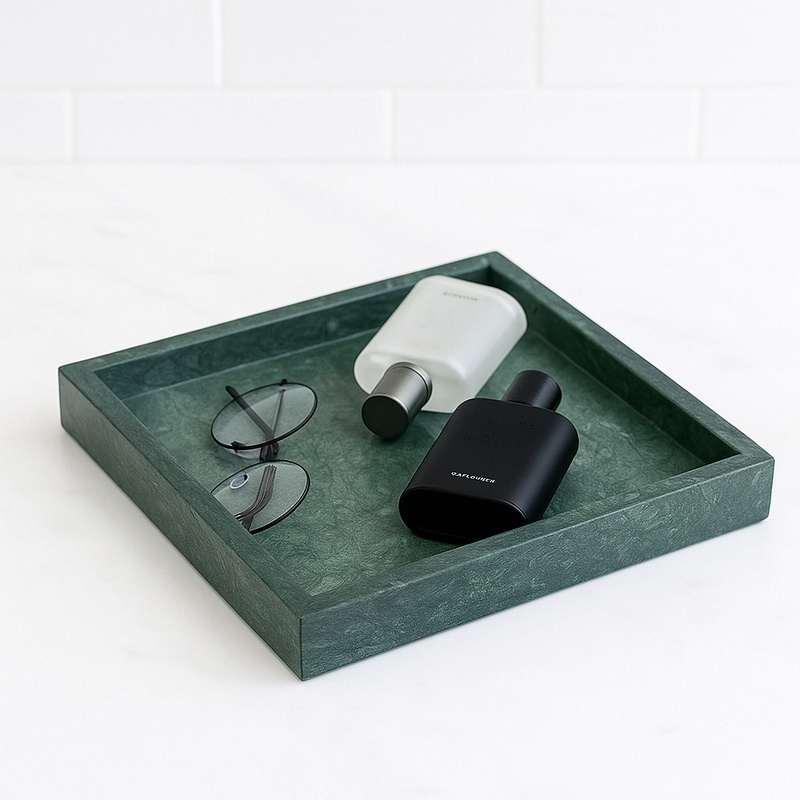 Plateau carré en marbre naturel pour salle de bain