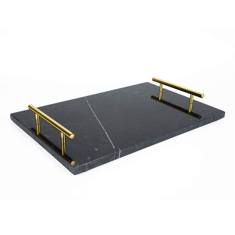 Plateau décoratif en marbre noir pour accessoires