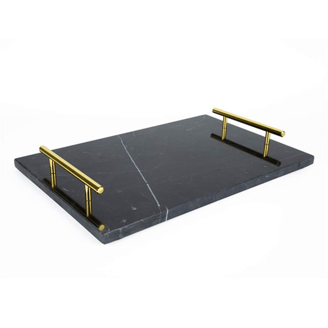 Plateau décoratif en marbre noir pour accessoires