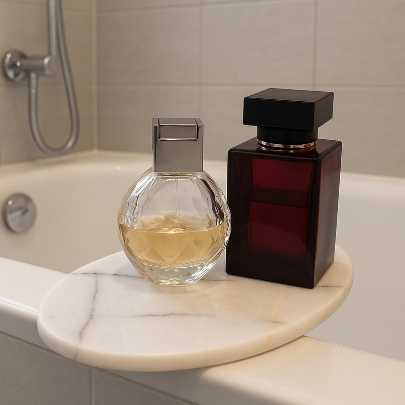 Plateau ovale en marbre pour accessoires de salle de bain