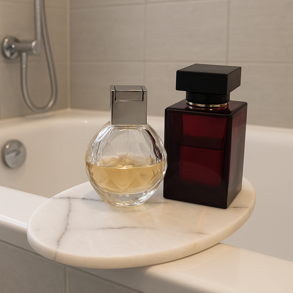 Plateau ovale en marbre pour accessoires de salle de bain