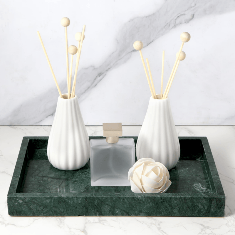 Plateau rectangulaire en marbre vert pour votre salle de bain