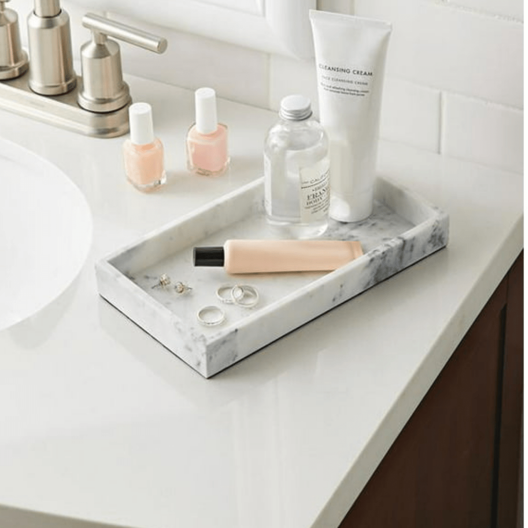 Plateau carre marbre blanc pour salle de bain