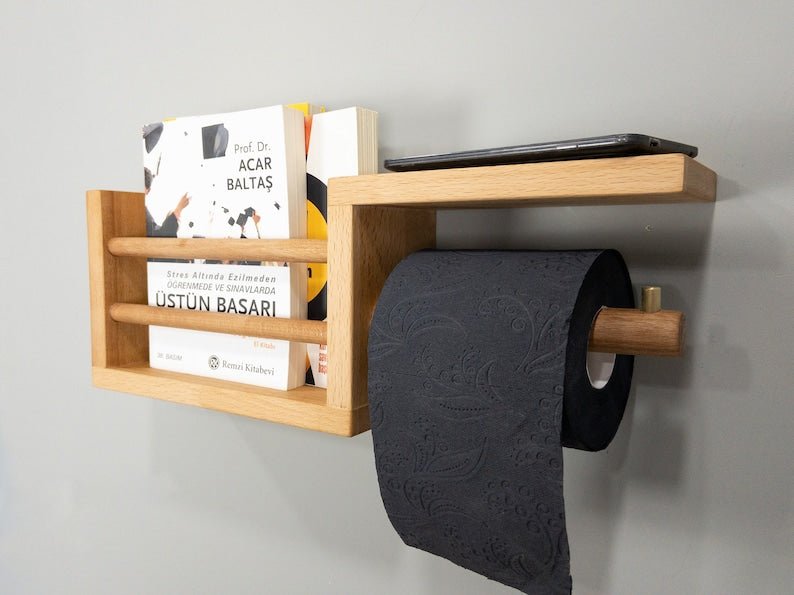 Porte papier toilette en bois pour salle de bain