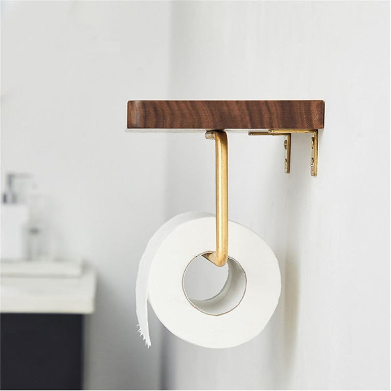 Porte papier toilette mural bois et métal