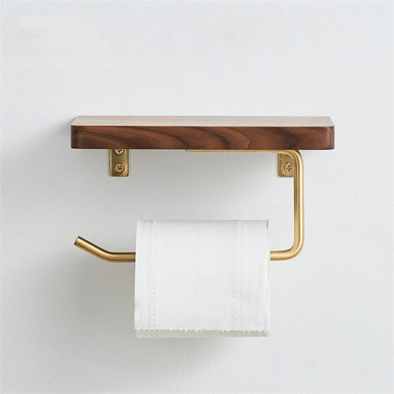 Porte papier toilette mural bois et métal
