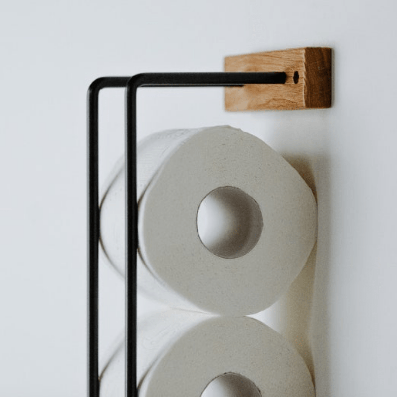 Notre porte papier toilette mural en bois et métal