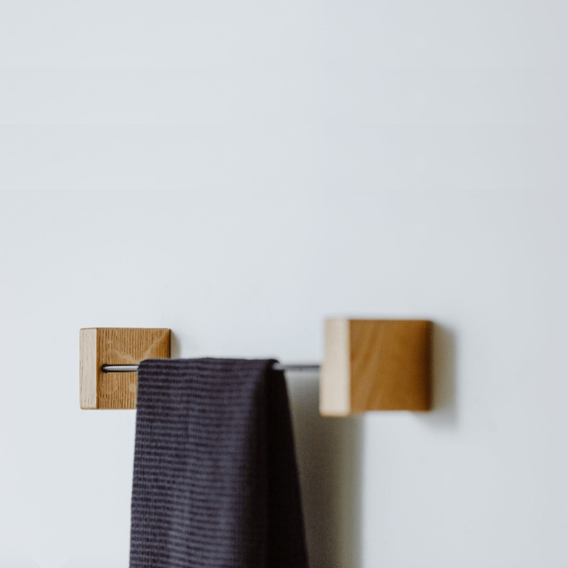 Porte-Serviettes Mural en Bois et Métal – Design Élégant et Moderne 